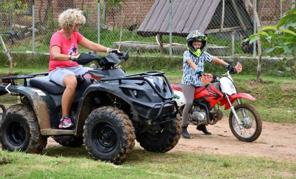 People riding happilly around the Almat farms