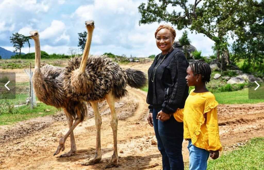 Mother and Daughter having a good time seeing animals in the Almat farms