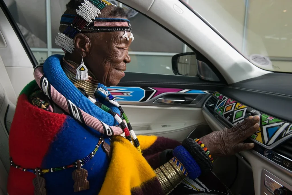 Esther Mahlangu and her BMW 7 Series art work