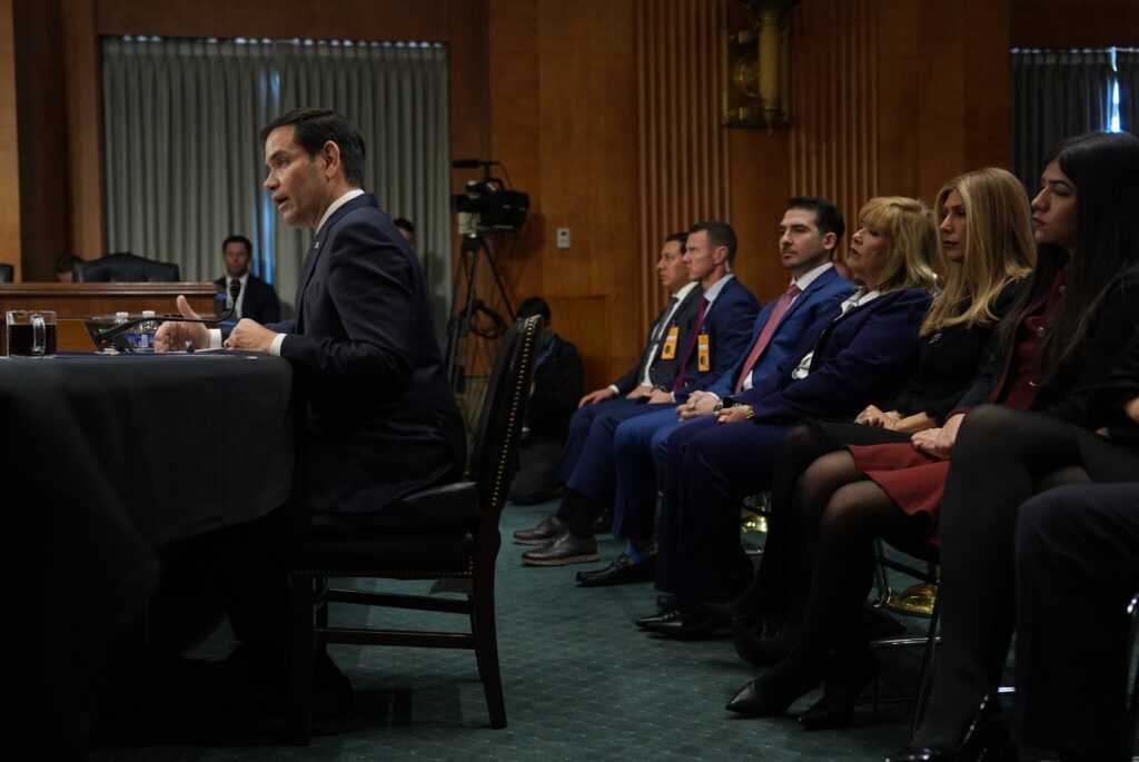 senator marco rubio of florida, president elect donald j. trump’s choice for secretary of state, at his confirmation hearing on wednesday in washington.credit...eric lee (the new york times