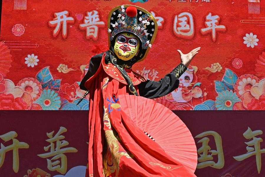 sichuan opera face changing during festive chinese new year. cape town hosts vibrant chinese new year celebration at v&a waterfront